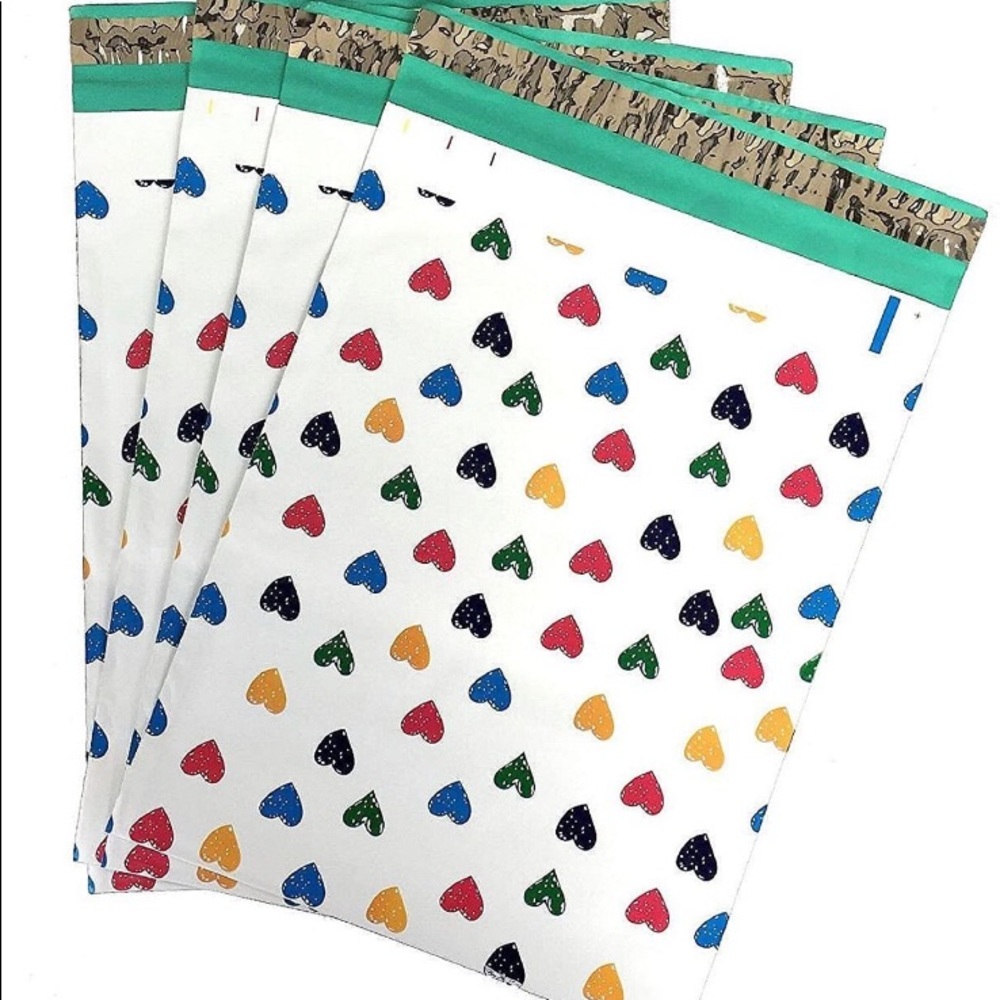 10CT Colorful Hearts Poly Mailers LRG 14.5” x 19”